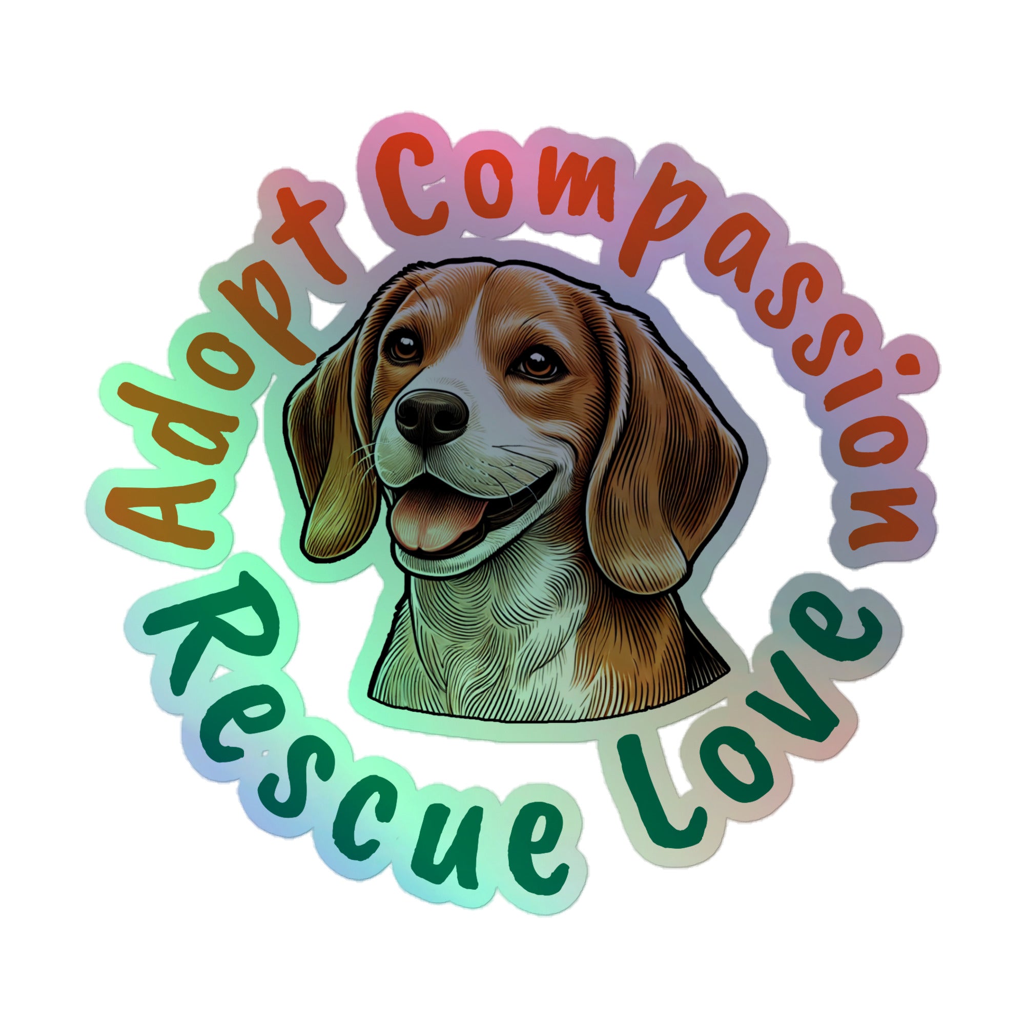 Kindness Ranch "Adopt Compassion, Rescue Love" Holographic stickers