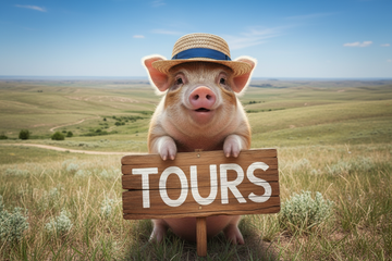 Please locate the pig in rolling hills of eastern Wyoming