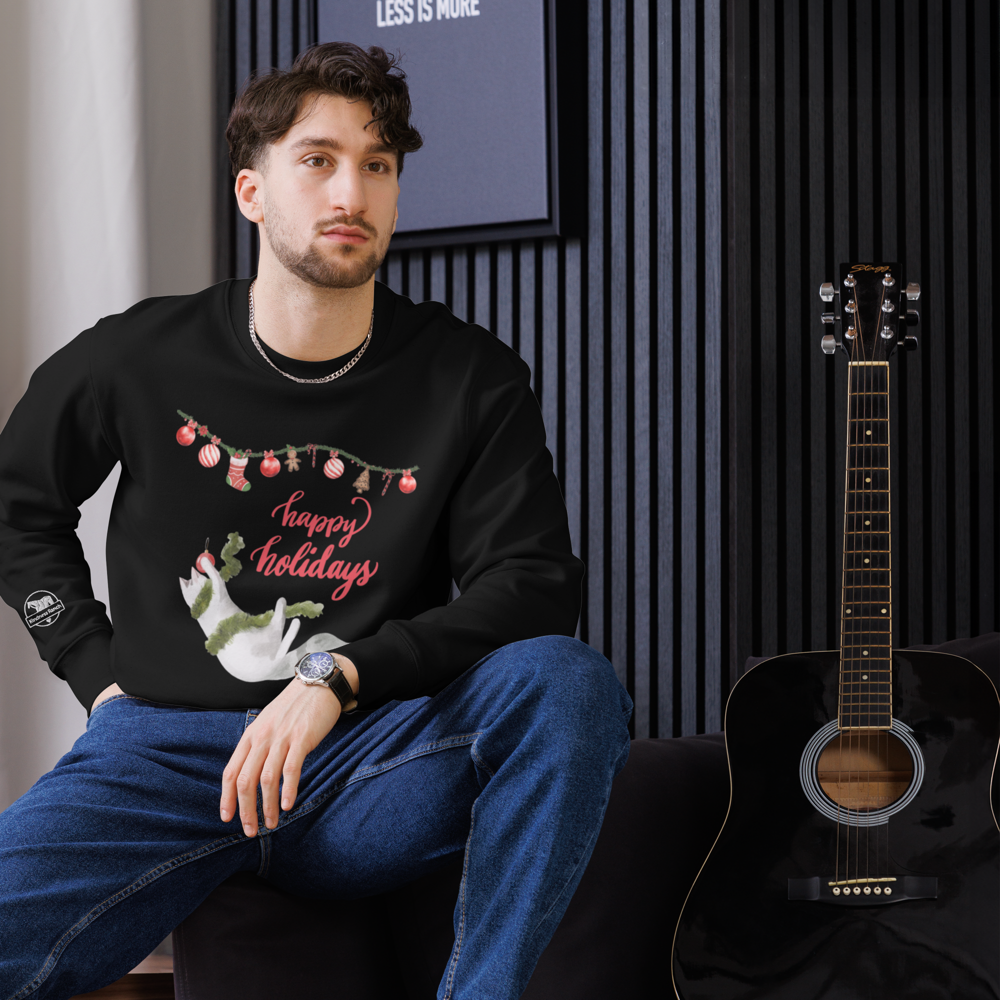 Cat 'Happy Holidays' Eco-Sweatshirt