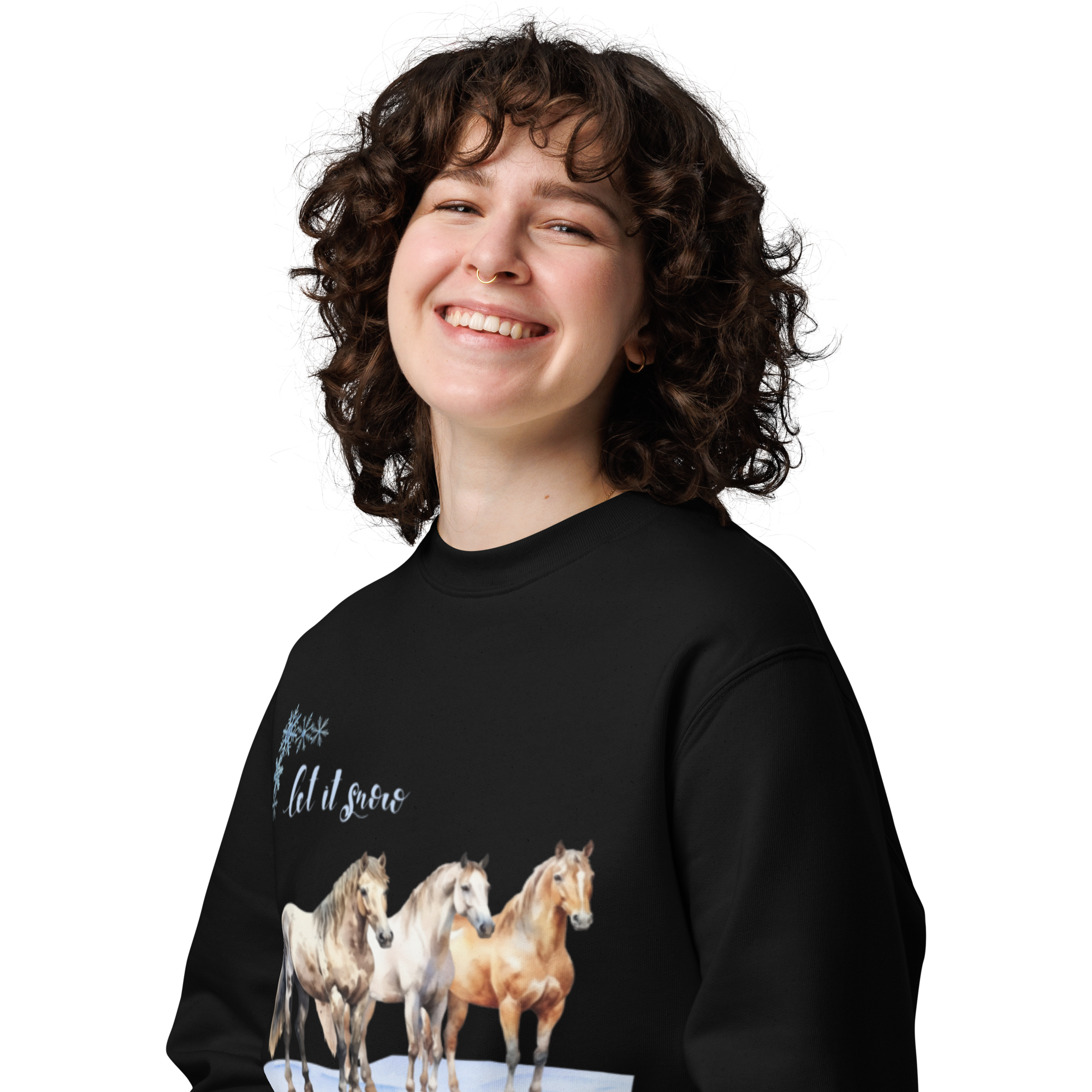 Horses 'Let It Snow' Holiday Eco-Sweatshirt