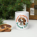 Load image into Gallery viewer, Kindness Ranch &quot;Adopt Compassion, Rescue Love&quot; White glossy mug
